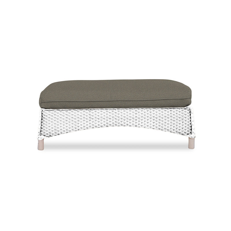 Mandalay Outdoor Ottoman, White, Rollo Linen