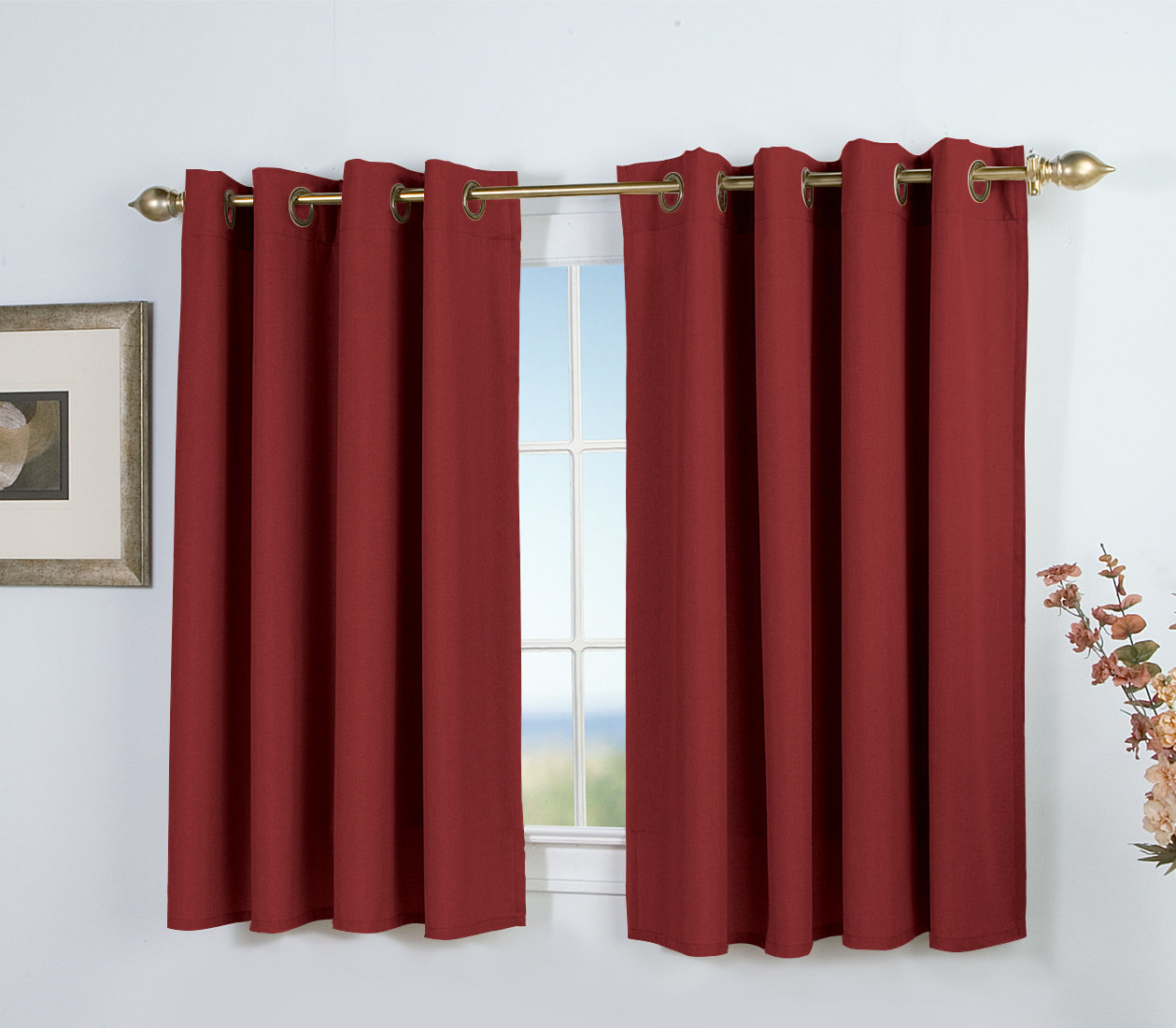 Lakeland Room Darkening Short Curtain Panel, Pomegranate, 56" W x 45" L