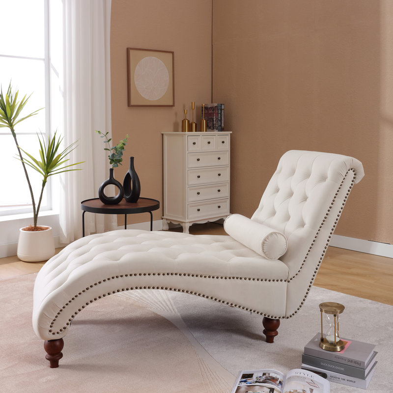 Fauteuil inclinable classique en velours avec bouton capitonné 1 pièce, inclinable, garniture cloutée