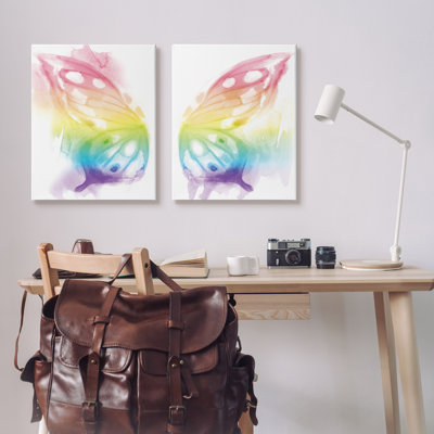 " Rainbow Butterfly Wings Playful Insect Pattern " by Daphne Polselli 2 - Pieces