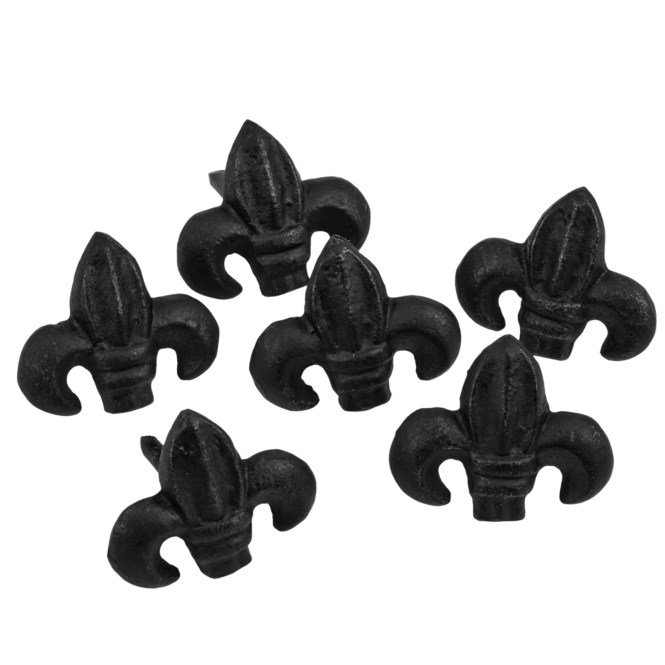 Set of 3 Fleur De Lis, Rustic, Cast Iron Double Wall Hooks