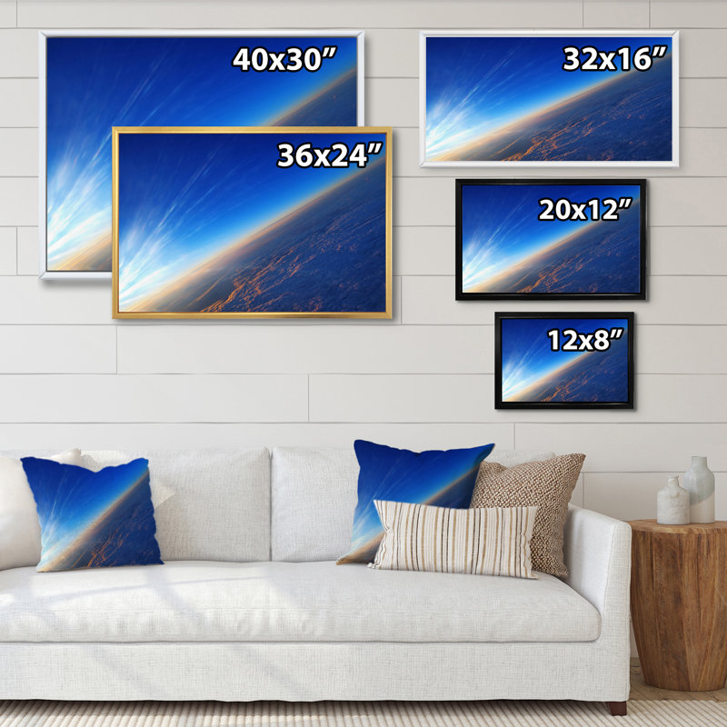 Cosmic Sunshin on Blue Sky - reproduction de cadre flottant sur toile, Cadre noir, H 24 po x l 36 po x P 1 po