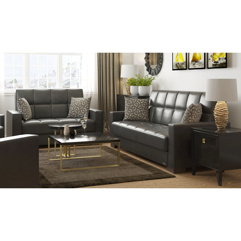 Causeuse convertible avec rangement Collection, PU, Noir