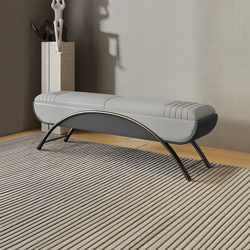 Italian Light Luxury Bed End Stool Storage Stool Upholstered Storage Bench, Light Gray/Dark Gray