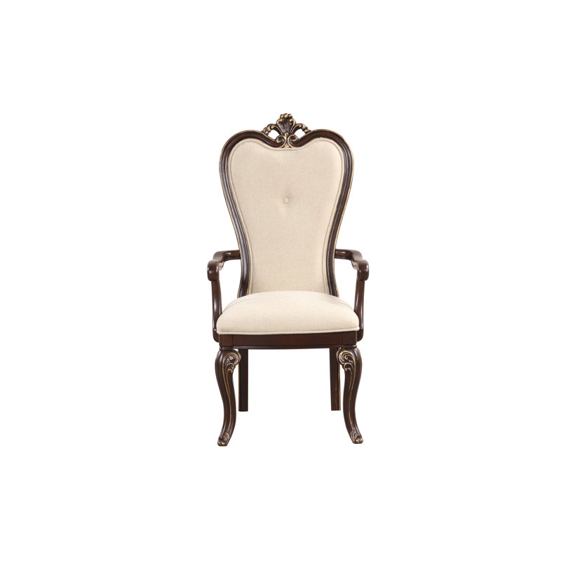 Cambria Hills 20'' H Tufted Upholstered Armchair, Cherry Brown/Brown Frame