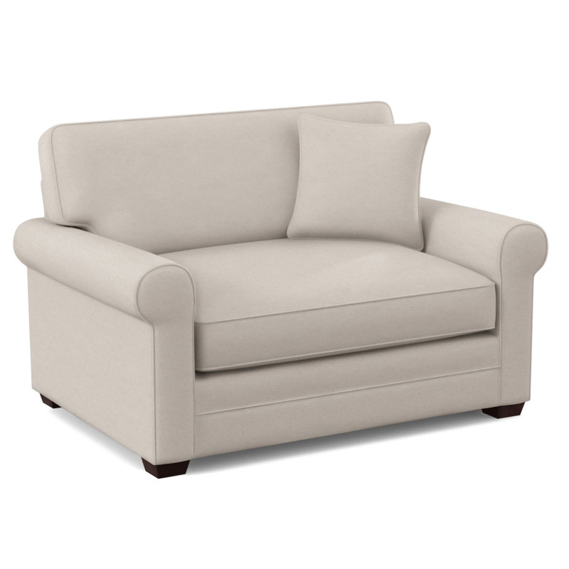 Bedford 57" Twin Sofa Bed, Havana Finish, Elite Dove Linen, 5" Innerspring Mattress