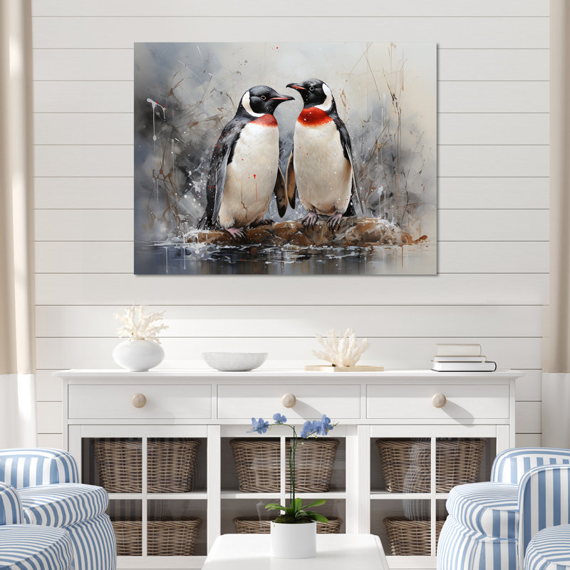«Penguin Dreamscape», reproduction d'art sur toile, Cadre naturel flottant, H 12 po x l 20 po
