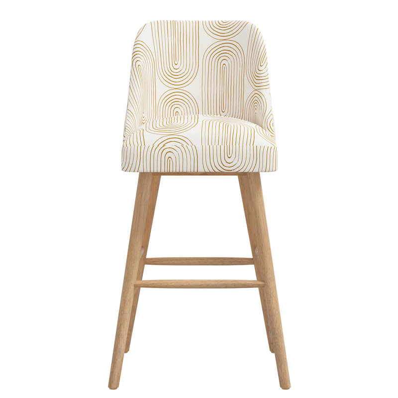 Tabouret de bar et de comptoir Gallie, Bois naturel, Moutarde, oblong, Tabouret de bar (siège d'une hauteur de 31 po)