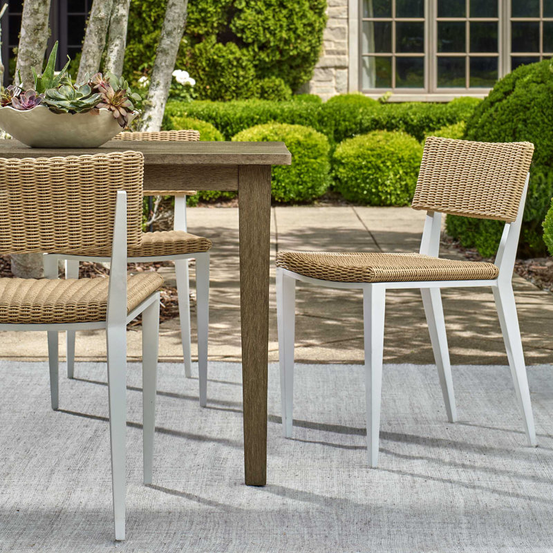 Coleston Outdoor Dining Chair, Brown Wood/White