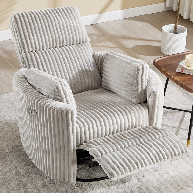 Élégant fauteuil inclinable électrique berçant pivotant avec coussins personnalisables pour un confort maximal, Gris clair