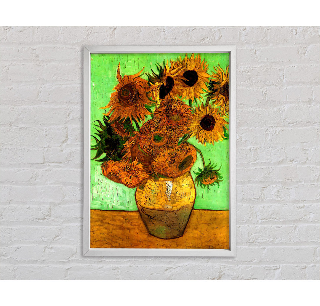 Van Gogh Stilleben Vase mit zwölf Sonnenblumen 2 - Einzelner Bilderrahmen Kunstdrucke auf Leinwand