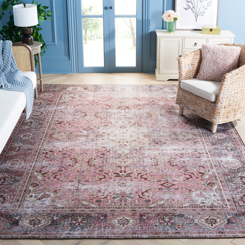 Gulick Oriental Area Rug in Pink/Beige, Rectangle 8' x 10'