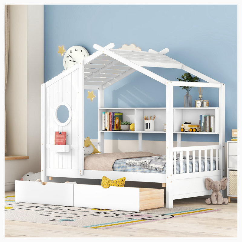 Lit avec rangement Anacarina, Simple, Blanc