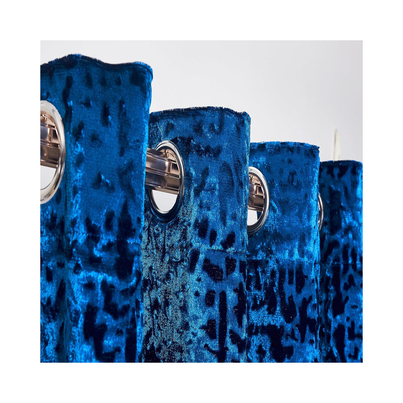 Adelen Velvet Blackout Curtain Pair, 117cm Width x 137cm Drop, Blue
