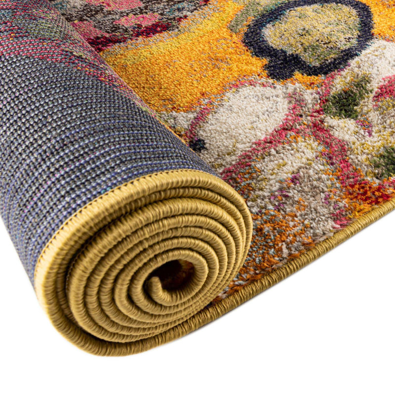 Ansela Washable Abstract Indoor Rug, Round 7'10"