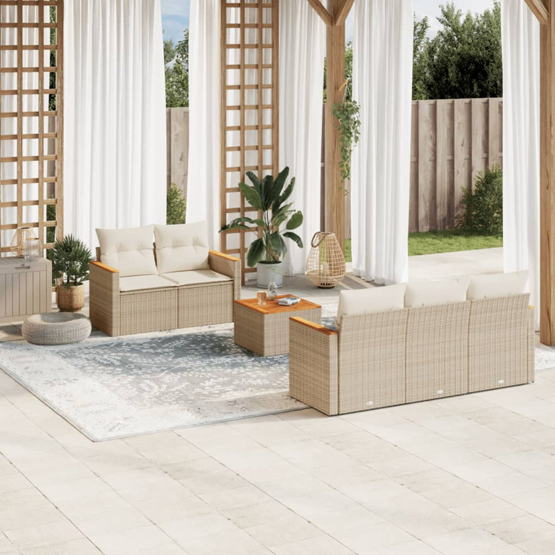 vidaXL Garden Sofa Set Beige