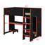 Lit mezzanine simple en bois avec bureau intégré, garde-robe, DEL et tiroir-2130834176