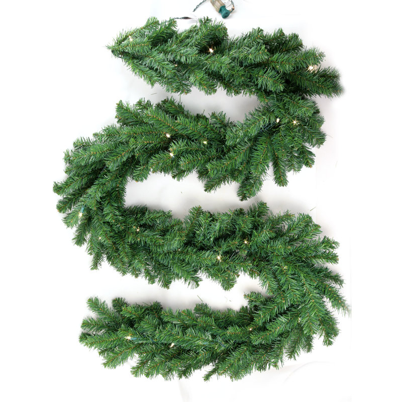 Guirlande lumineuse de 9 pi de hauteur avec 50 lumières chaudes, pin artificiel réaliste, manteaux, escaliers et décorations de Noël Light