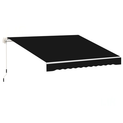 Outsunny 8' X 7' Patio Retractable Awning, Manual Exterior Sun Shade Deck Window Cover