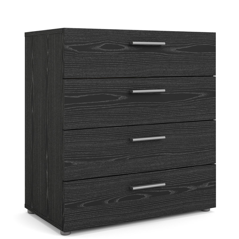  Austin 4 Drawer Chest, Black Woodgrain