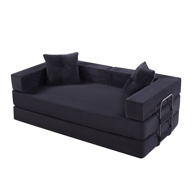 Canapé-lit avec coussin carré - Coussin en velours côtelé avec cadre de forme fixe pour le salon, la chambre à coucher, le salon, le studio
