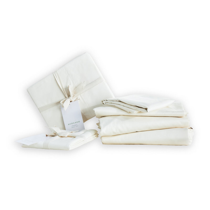 Organic Cotton Sheets, Twin Sheet Set with 2 Pillowcases, Natural