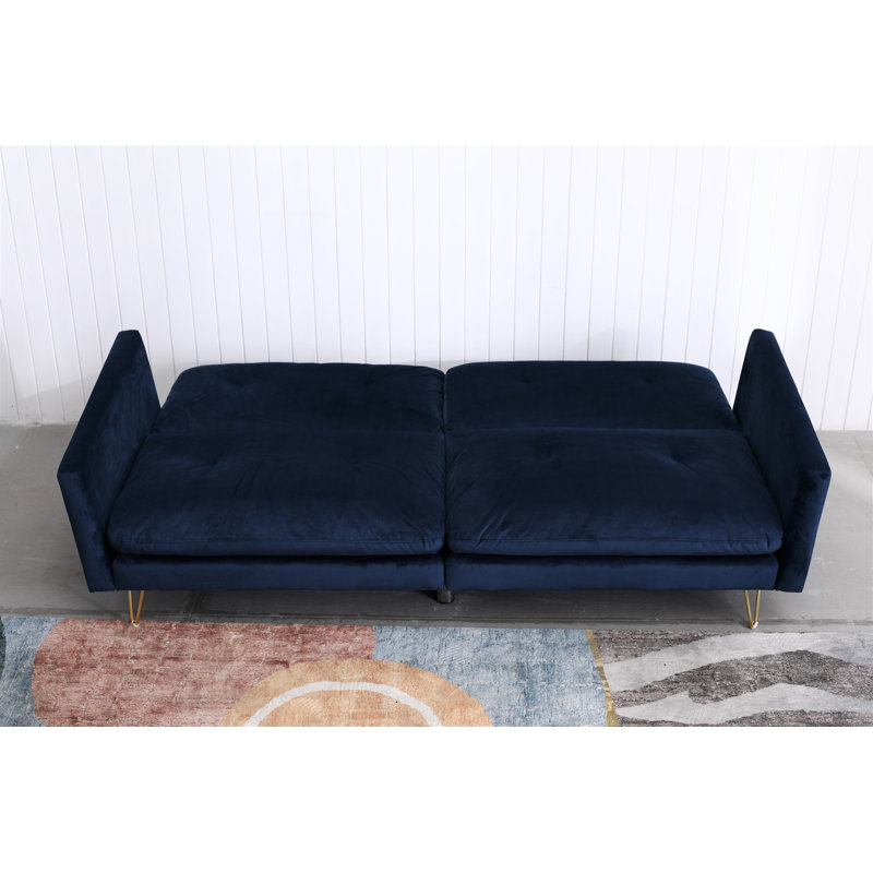 Odysseus 3 Seater Velvet Sleeper, Blue