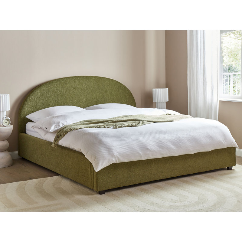 Canzio Upholstered Lift Up Storage Scalloped Bed, Super King (6'), Green