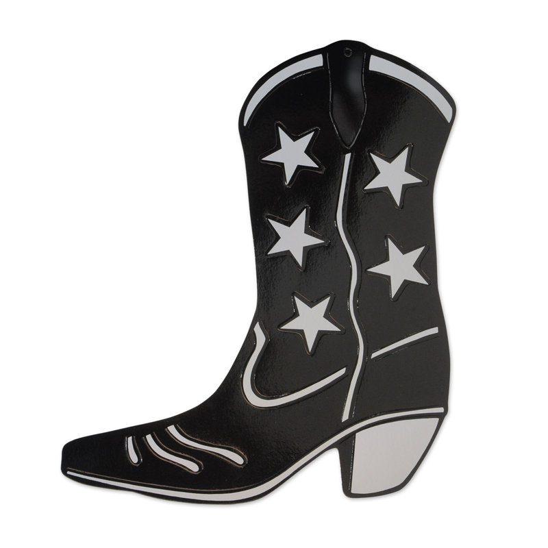 Silhouette de botte de cowboy en aluminium, Noir, noir, noir, noir