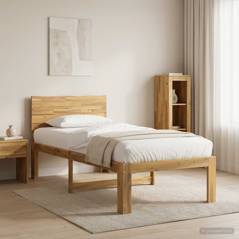 Solid Wood Bed Frame, Single (3'), White