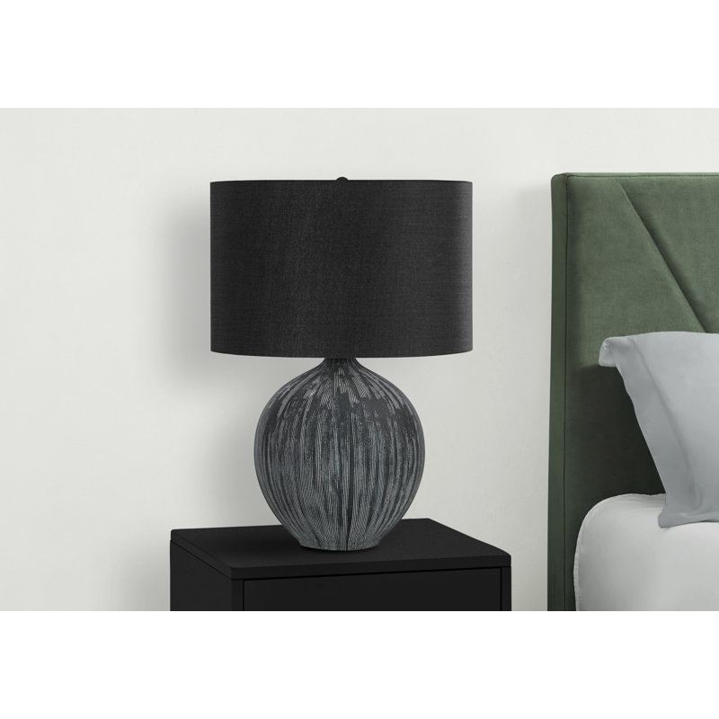 23" Black Ceramic Table Lamp with Black Shade
