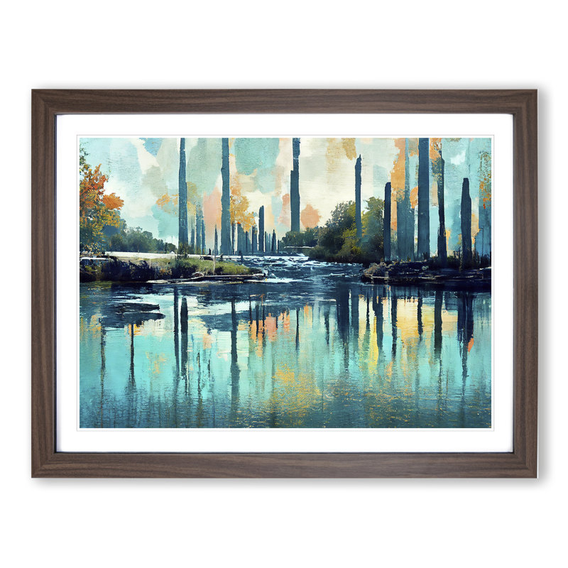 Abstract River Art Vol.2 - Framed Print, 34cm H x 46cm W x 2cm D, Walnut