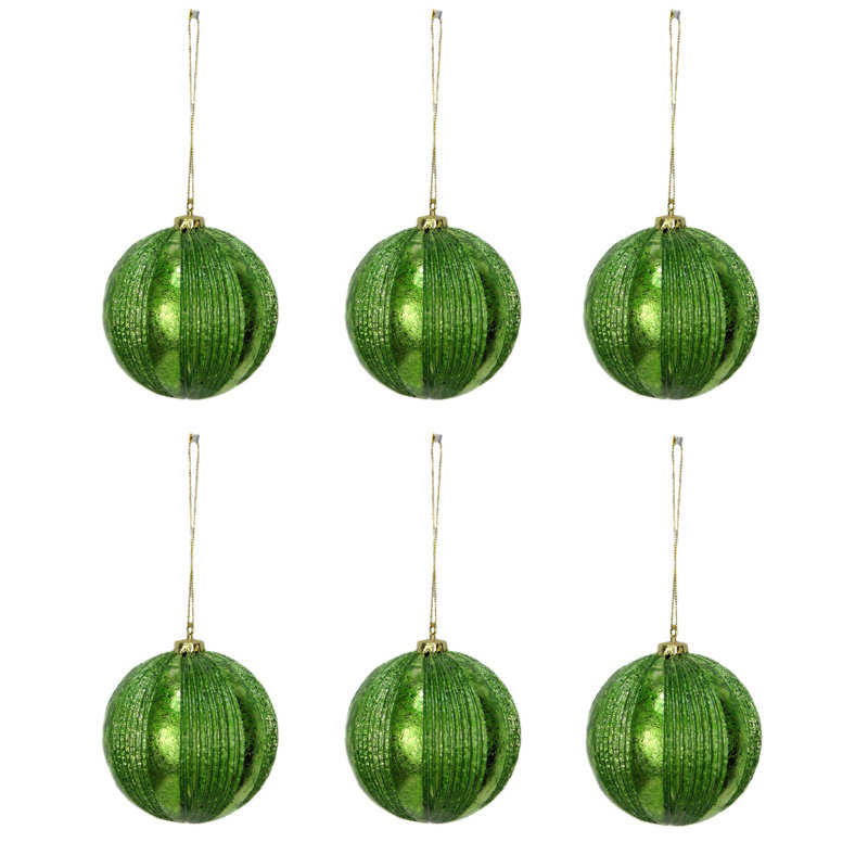 Boule de noël en métal à côtes, Vert