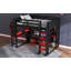 Lit mezzanine double en bois noir avec bureau, avec rangement et lumières DEL