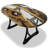 Walnut Oval Metal Base Dining Table-481098658
