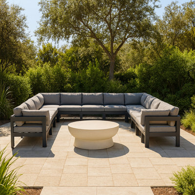 Canapé modulaire d'extérieur en forme de U avec coussins 150 po Layelle