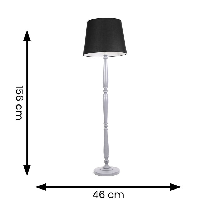 Arialdo 156cm Traditional Floor Lamp, Black, Matte Grey