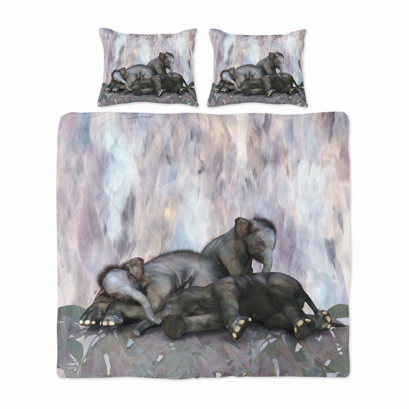  Ensemble de housse de couette Loureux éléphants, Housse de couette pour très grand lit et 2 très 