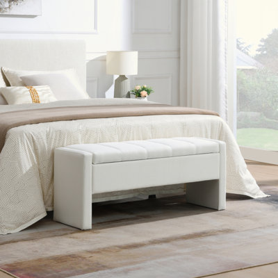 Banc de bout de lit moderne avec rangement, grand tabouret de repose-pieds rembourré, banc de meuble-lavabo de fenêtre confortable pour salon, chambre à coucher, dortoir, table basse