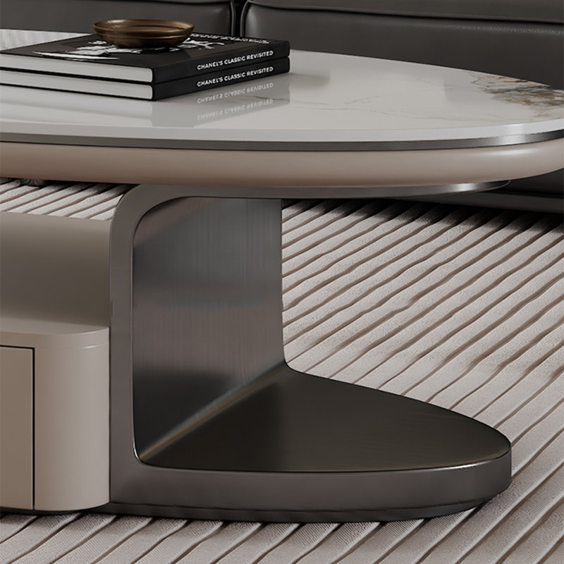 Table basse ovale en ardoise, H 15,7 po x L 51,2 po x l 27,6 po