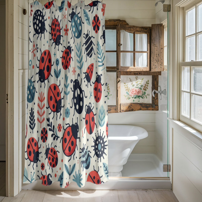 Minimal Bug - 1 Piece Standard Shower Curtain, 74" H x 71" W