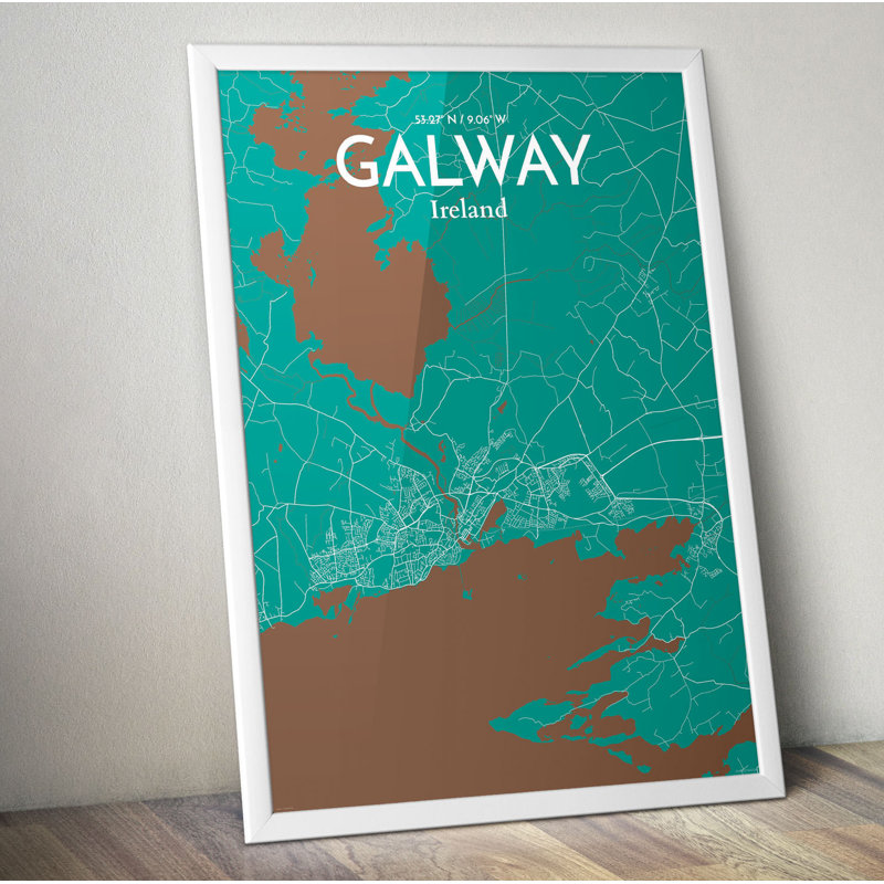 Galway City Map - No Frame Print, 70cm H x 50cm W x 0.13cm D