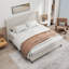 High Headboard Upholstered Bed, King Size Bed Frame, 12-Slat Support, Easy to Assemble,Light Grey , Chenille Cloth, No Box Spring Needed