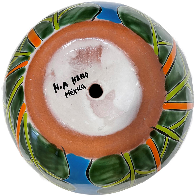 TalaMex Small-Sized Aqua Lily Talavera Mexican Colors Ceramic Garden Pot