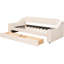 Lit de jour simple beige avec rangement et accoudoirs, unité rembourrée-790510857