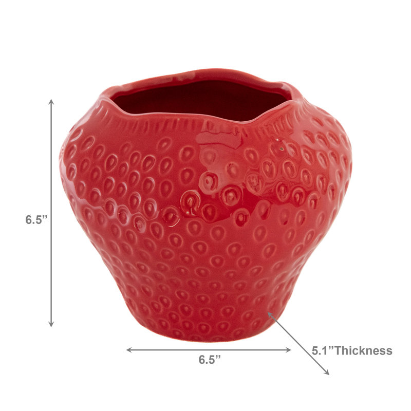 6.5" Strawberry Ceramic Planter