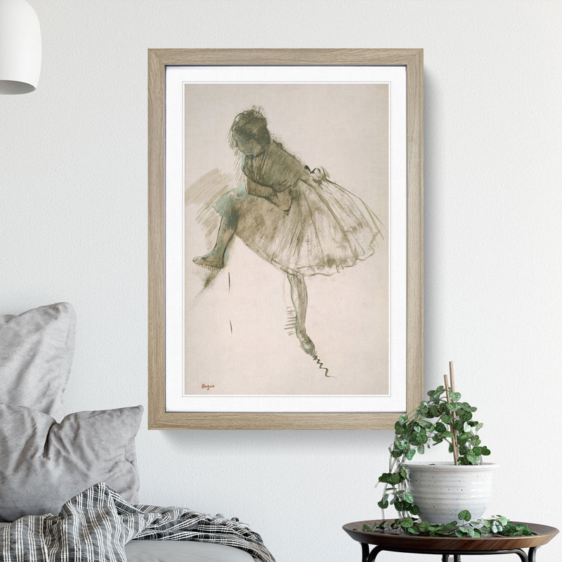 Study of a Ballet Ballerina Dancer Vol.2 by Edgar Degas - Picture Frame Painting, 65cm H x 48cm W x 2cm D, Oak Framed