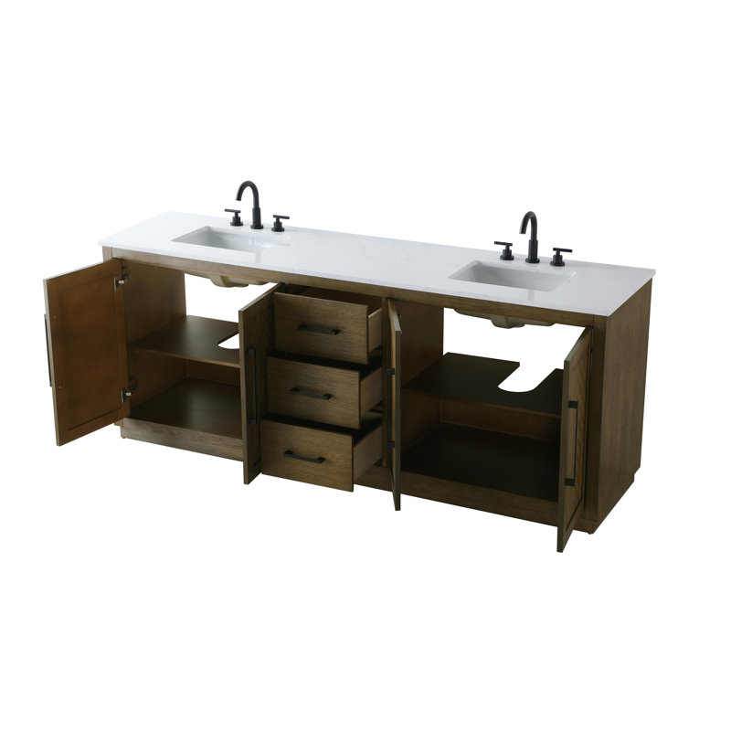 84 inch Double Bathroom Vanity, Hazel Oak