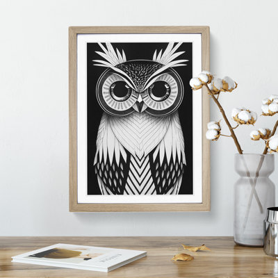 Monochrome Owl No.4 - Single Picture Frame Painting