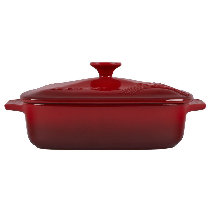Le Creuset Stoneware Square Casserole with Lid, Cerise